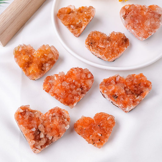 Natural Red Quartz Heart Crystal Cluster
