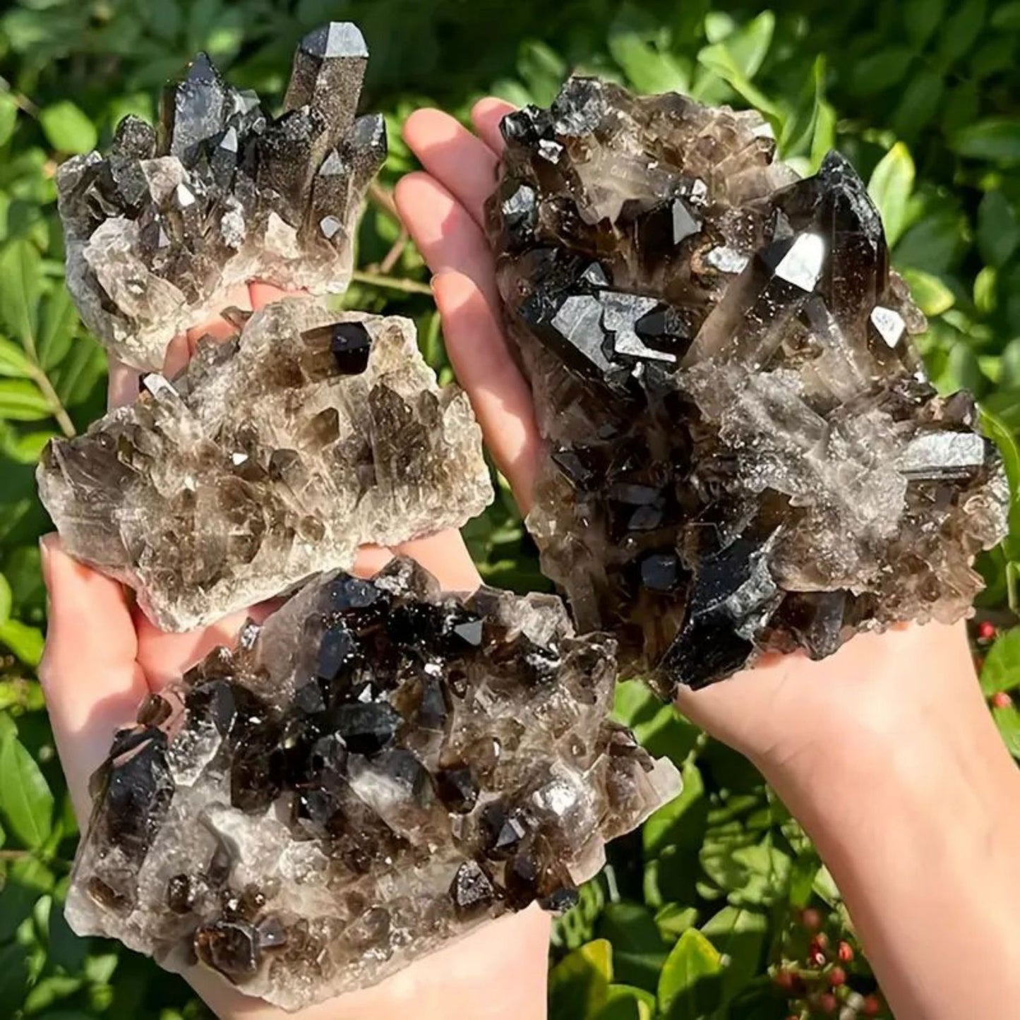 Natural Smoky Quartz Crystal Cluster