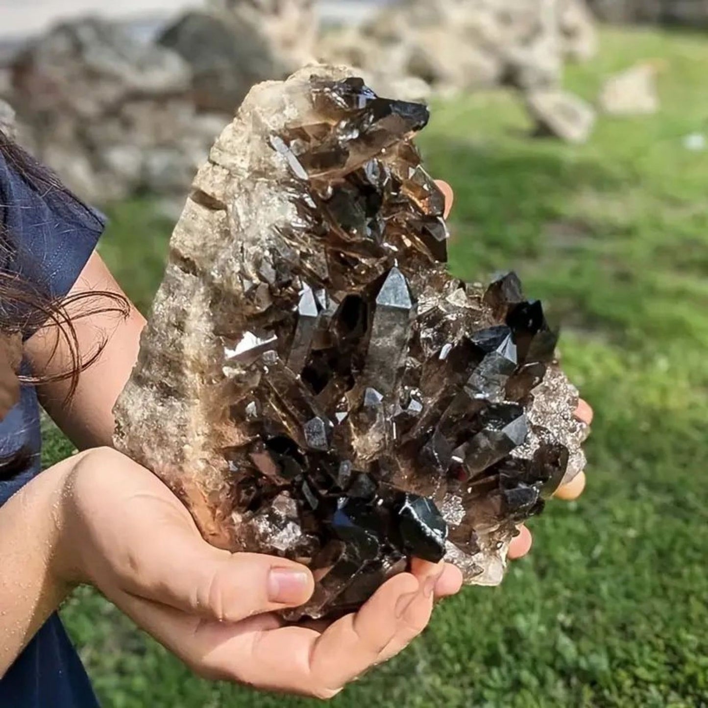 Natural Smoky Quartz Crystal Cluster